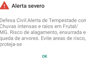 Defesa Civil emite alerta severo de tempestade para Frutal