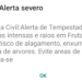 Defesa Civil emite alerta severo de tempestade para Frutal