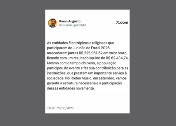 Entidades arrecadam R$ 62,4 mil líquidos durante o Juninão de Frutal 2026